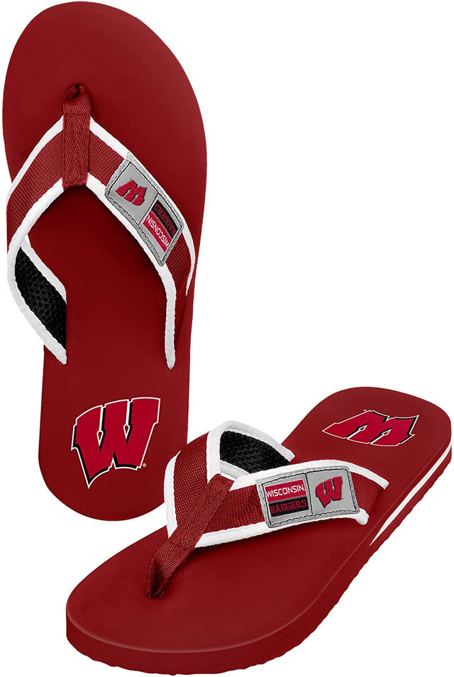 Chanclas Wisconsin Badgers para hombre, talla XL (1 par)