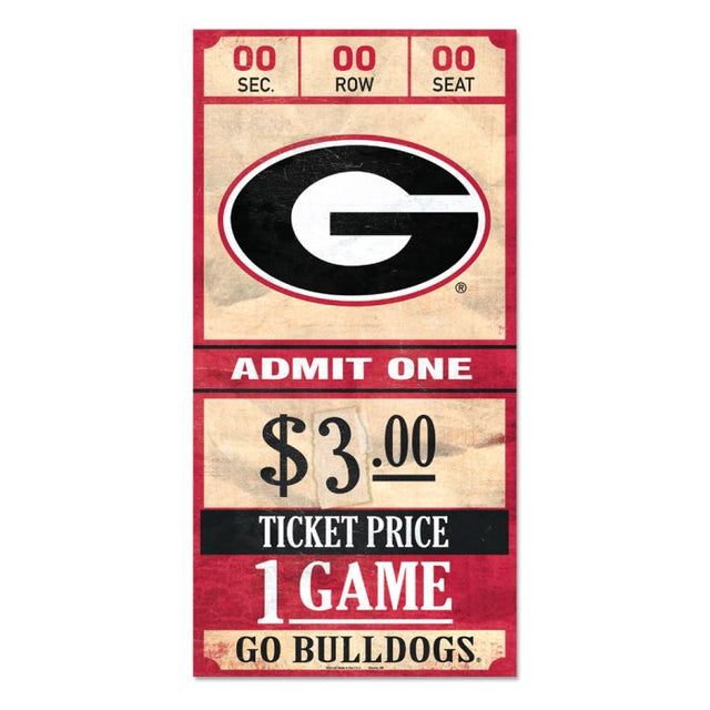 Georgia Bulldogs ticket Wood Sign 6x12 3/8" thick