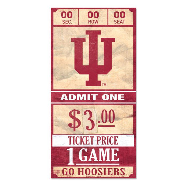 Letrero de madera con el boleto de Indiana Hoosiers, 6 x 12, 3/8" de grosor