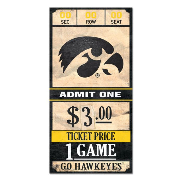 Iowa Hawkeyes Wood Sign 6x12 3/8" thick