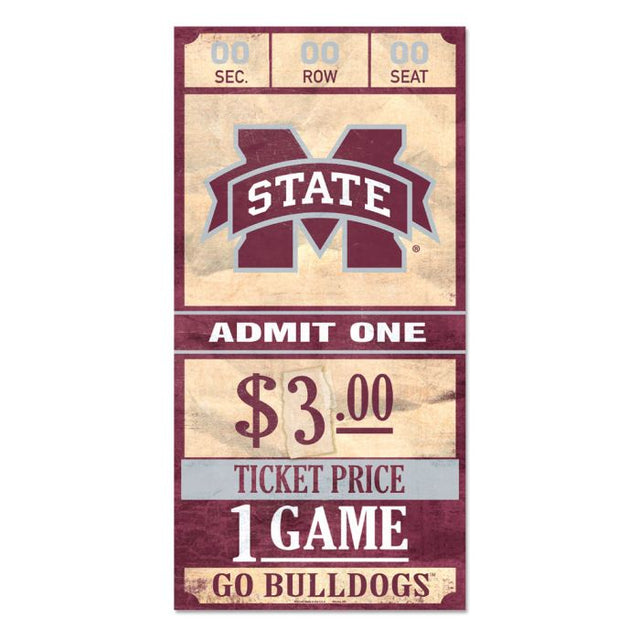 Mississippi State Bulldogs ticket Wood Sign 6x12 3/8" thick