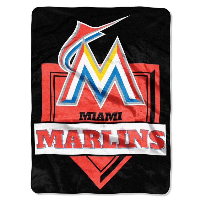 Manta de los Miami Marlins de 60 x 80 cm con diseño de placa de home de Raschel