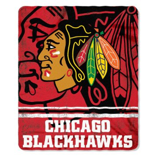 Manta de vellón de los Chicago Blackhawks de 50 x 60 pulgadas con diseño desteñido