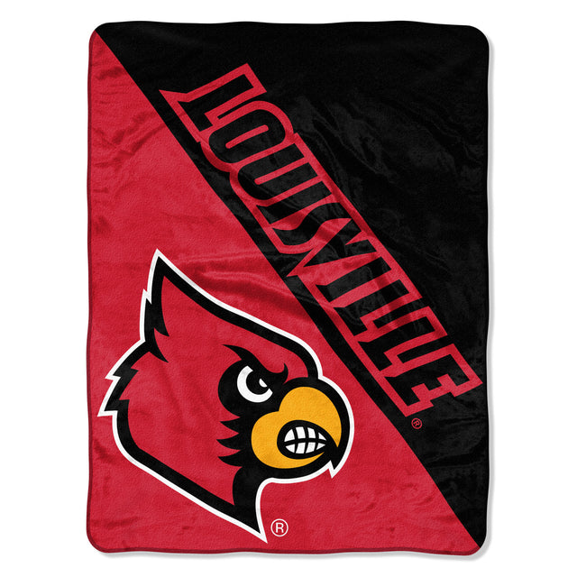 Manta de los Louisville Cardinals de 46 x 60, diseño de microraschel en semitono enrollada