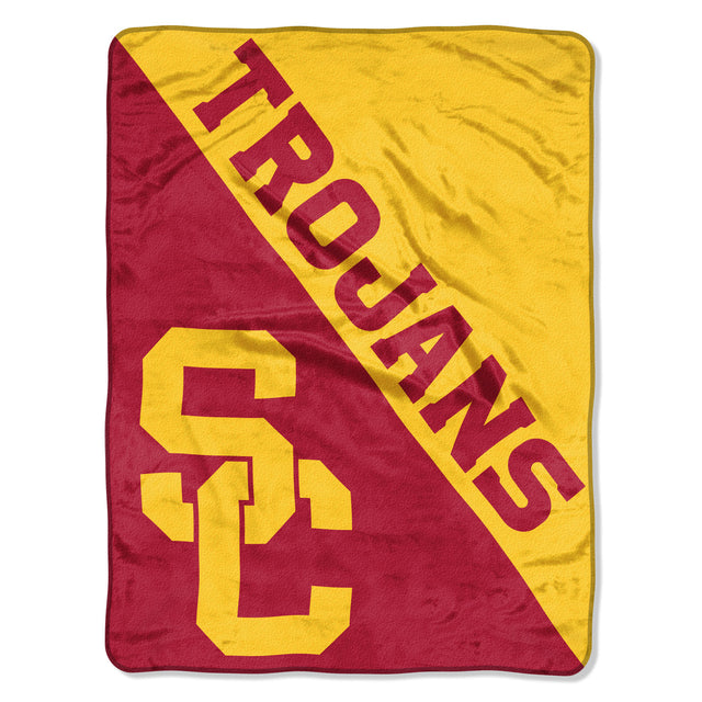 USC Trojans 毛毯 46x60 微型拉舍尔半色调设计卷起