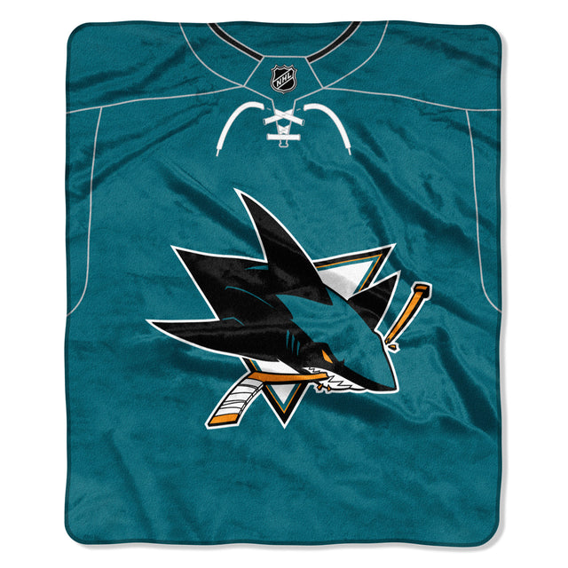 San Jose Sharks Blanket 50x60 Raschel Jersey Design