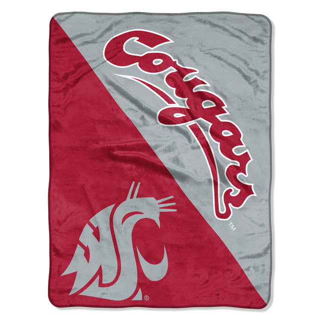 Manta Washington State Cougars 46x60 Diseño de semitono micro Raschel enrollada