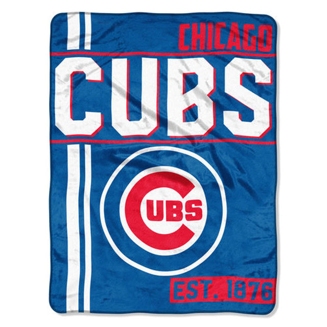 Manta de los Chicago Cubs de 46 x 60 con diseño de estructura Raschel enrollada