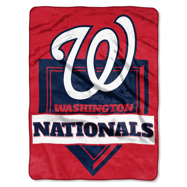 Manta de los Washington Nationals de 60 x 80 con diseño de placa de home de Raschel