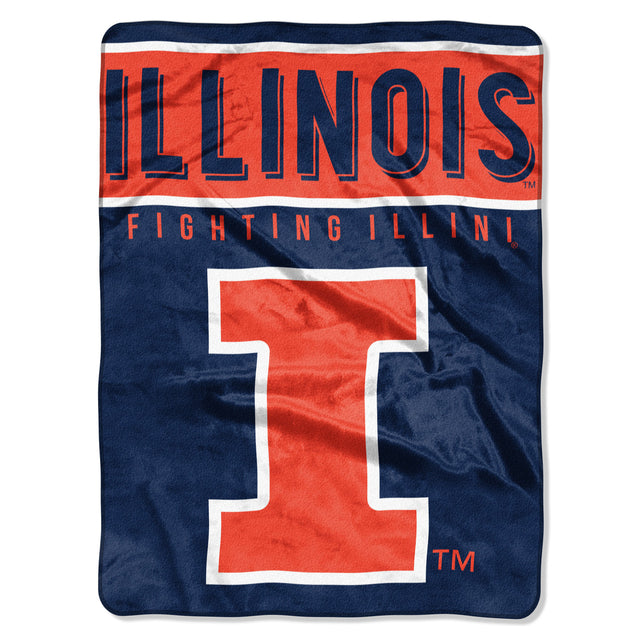 Manta de Illinois Fighting Illini de 60 x 80 pulgadas, diseño básico de Raschel