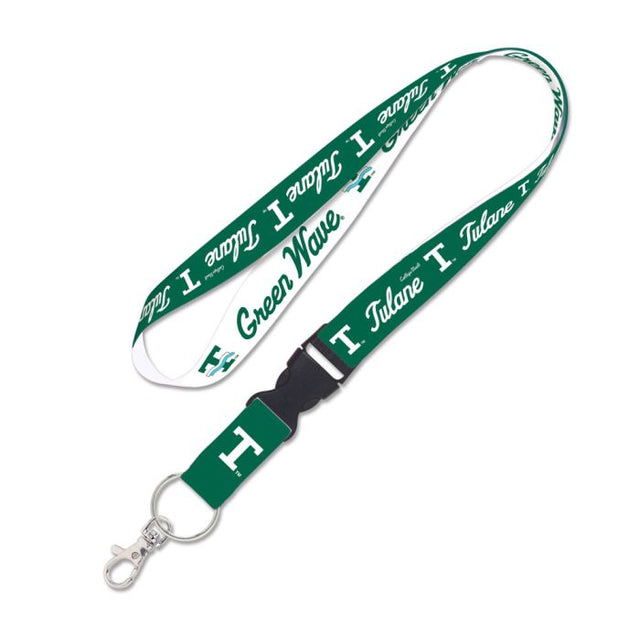 Tulane Green Wave /College Vault Lanyard w/detachable buckle 1"