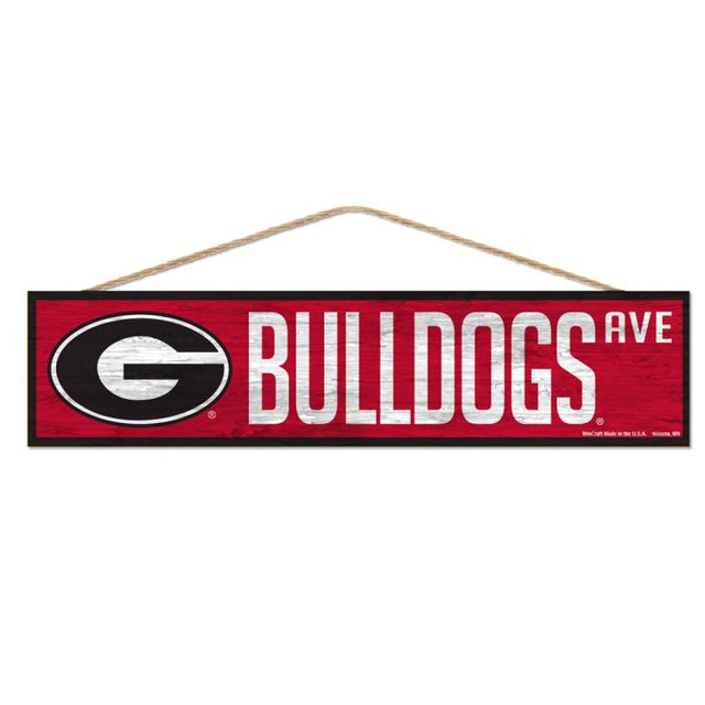 Letrero de madera de Georgia Bulldogs con cuerda, 4" x 17"