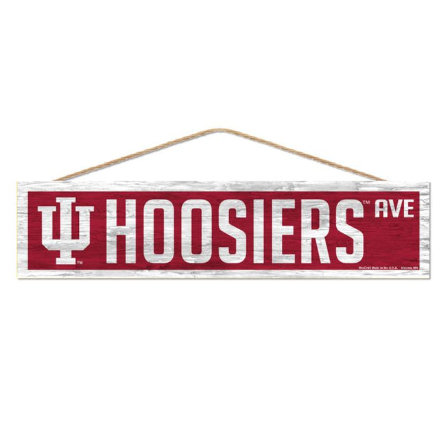 Indiana Hoosiers Wood Sign-with Rope 4" x 17"