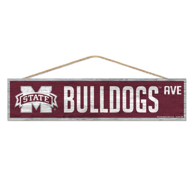 Mississippi State Bulldogs Wood Sign-with Rope 4" x 17"