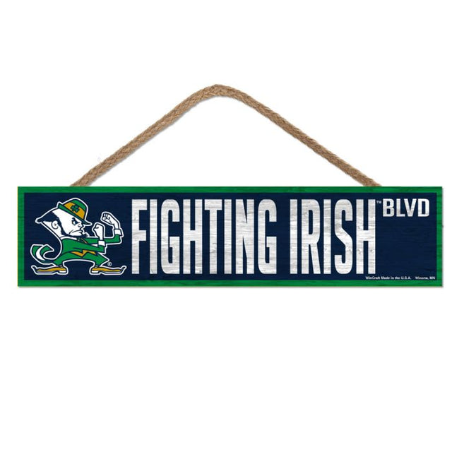 Notre Dame Fighting Irish Wood Sign-with Rope 4" x 17"