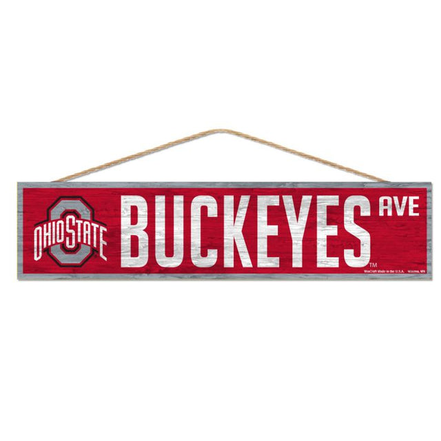 Letrero de madera de Ohio State Buckeyes con cuerda, 4" x 17"