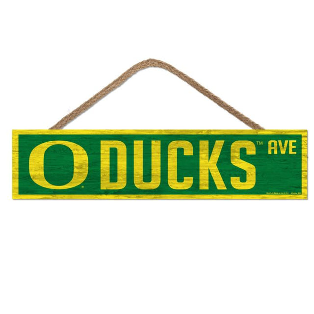 Letrero de madera de los Oregon Ducks con cuerda, 4" x 17"