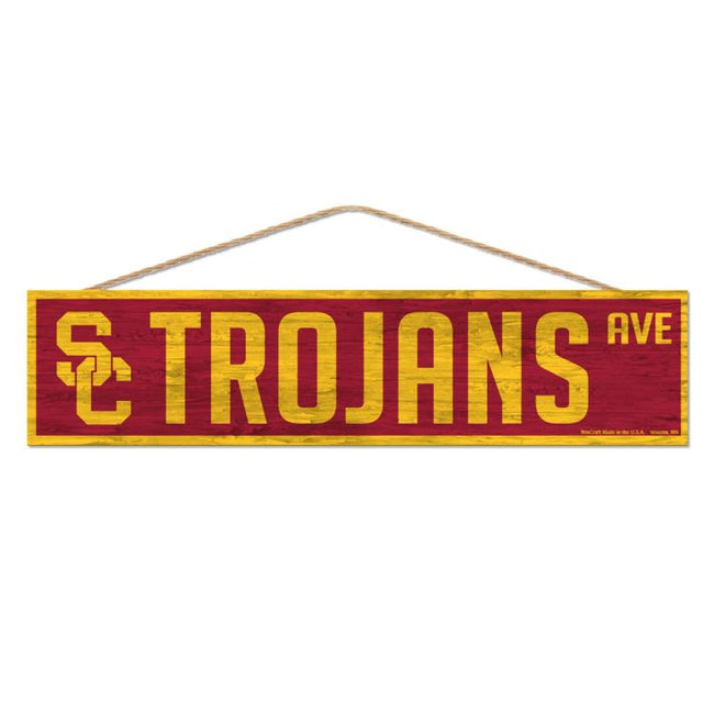 USC Trojans Wood Sign-with Rope 4" x 17"