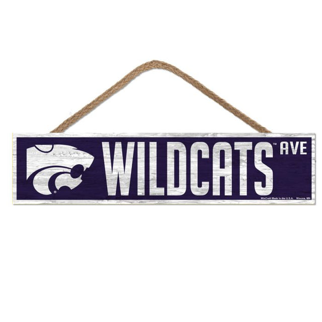 Letrero de madera de los Kansas State Wildcats con cuerda, 4" x 17"