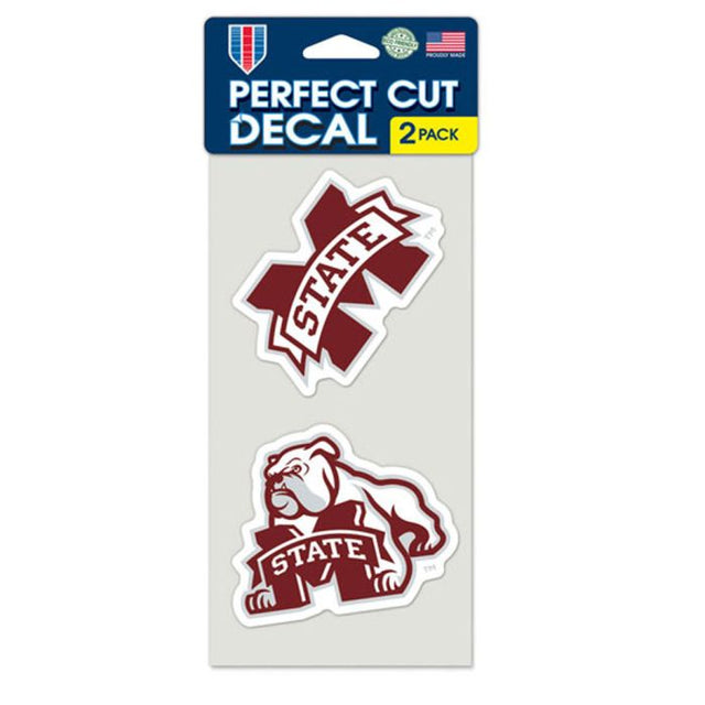 Mississippi State Bulldogs Perfect Cut Decal Set of two 4"x4"