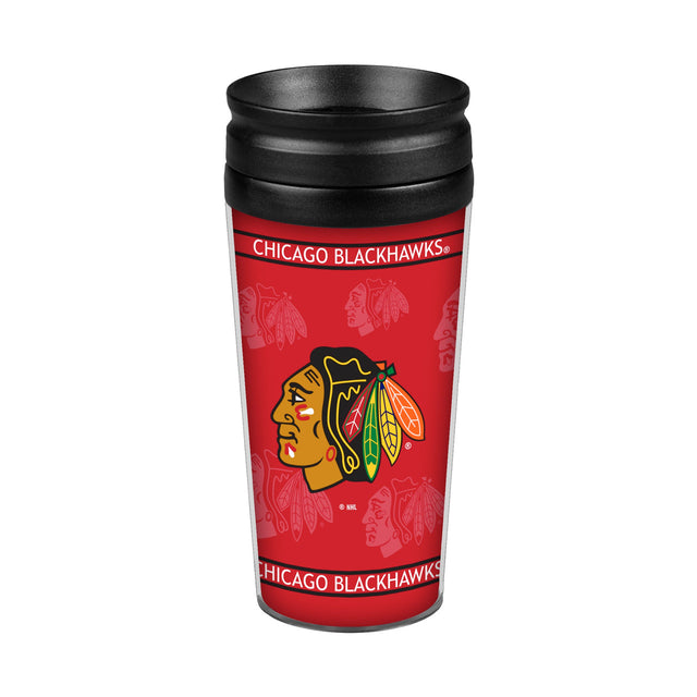 Taza de viaje de 14 oz con diseño envolvente de los Chicago Blackhawks