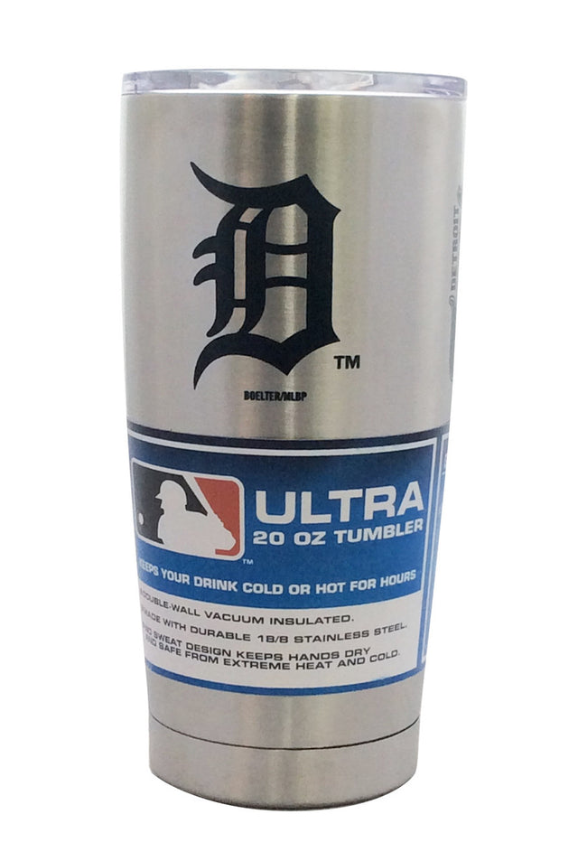 Vaso de viaje Detroit Tigers de 20 oz, color plata ultra brillante