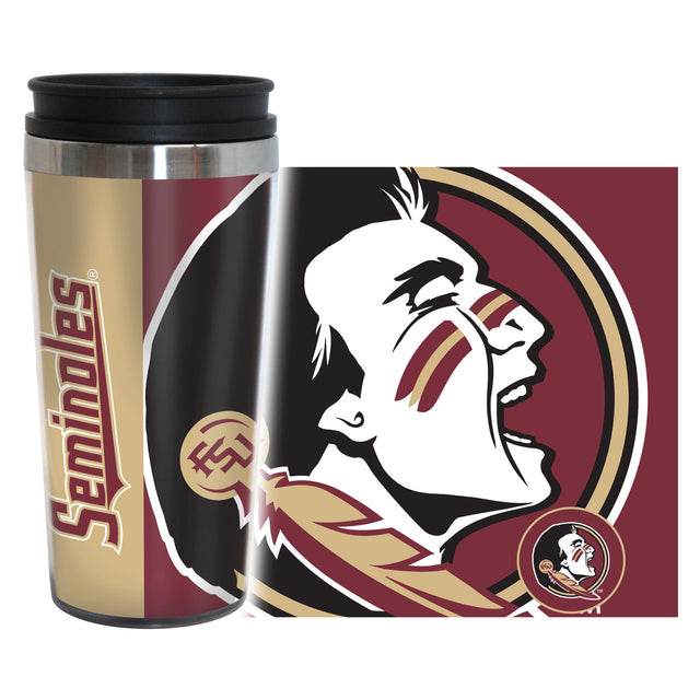 Taza de viaje de los Florida State Seminoles, envoltura completa de 14 oz, estilo Hype