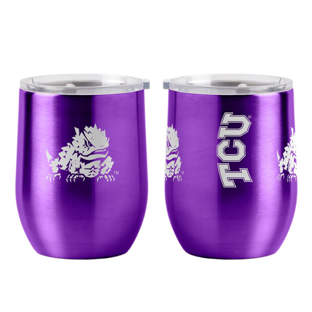 Vaso de viaje TCU Horned Frogs de 16 oz, ultra curvo para bebidas