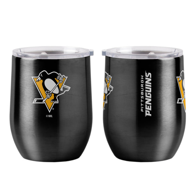 Vaso de viaje curvo de acero inoxidable de 16 oz de los Pittsburgh Penguins