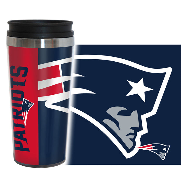 Taza de viaje de los New England Patriots de 14 oz con diseño envolvente y estilo Hype Design