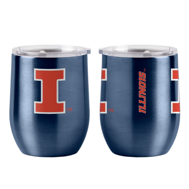 Vaso de viaje Illinois Fighting Illini de 16 oz con tapa ultra curvada