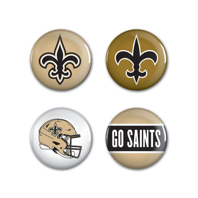 Paquete de 4 botones de los New Orleans Saints