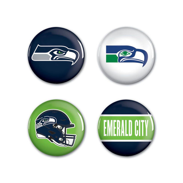 Paquete de 4 botones de los Seattle Seahawks