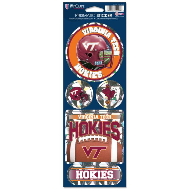 Calcomanía prismática de los Virginia Tech Hokies de 4" x 11"