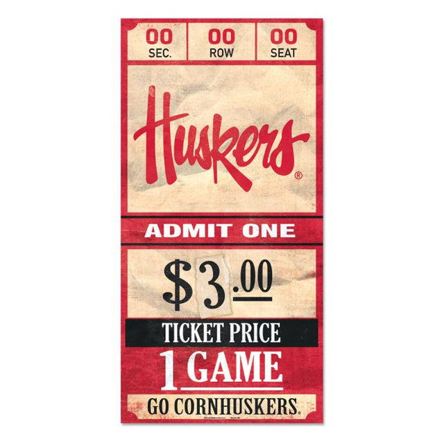 Nebraska Cornhuskers ticket Wood Sign 6x12 3/8" thick