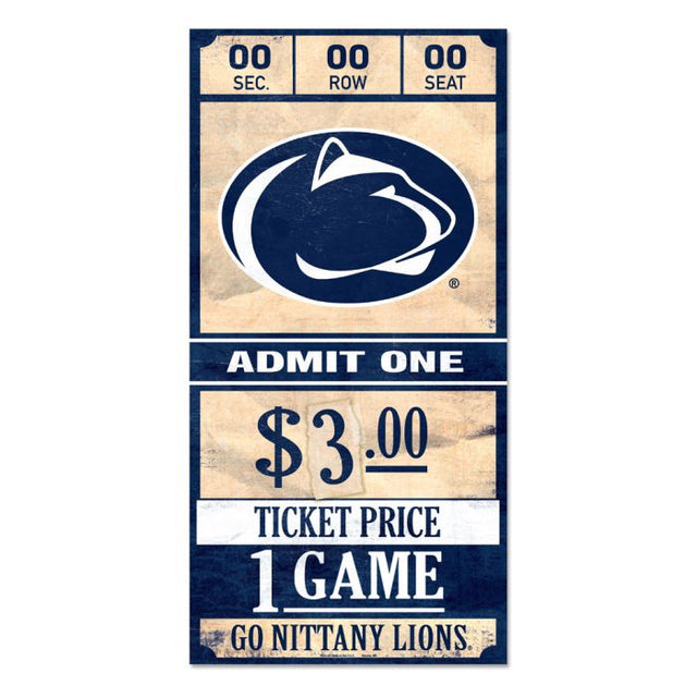 Letrero de madera con el boleto de Penn State Nittany Lions de 6 x 12 3/8" de grosor