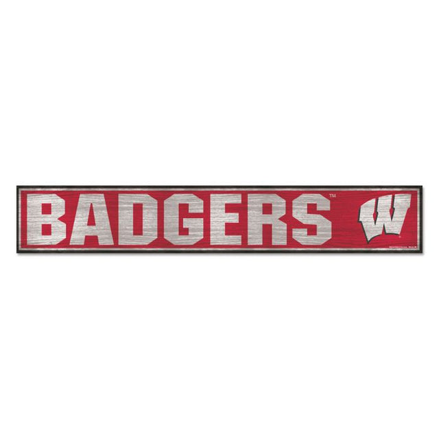 Wisconsin Badgers Wood Sign 6"x36" 3/8" thick