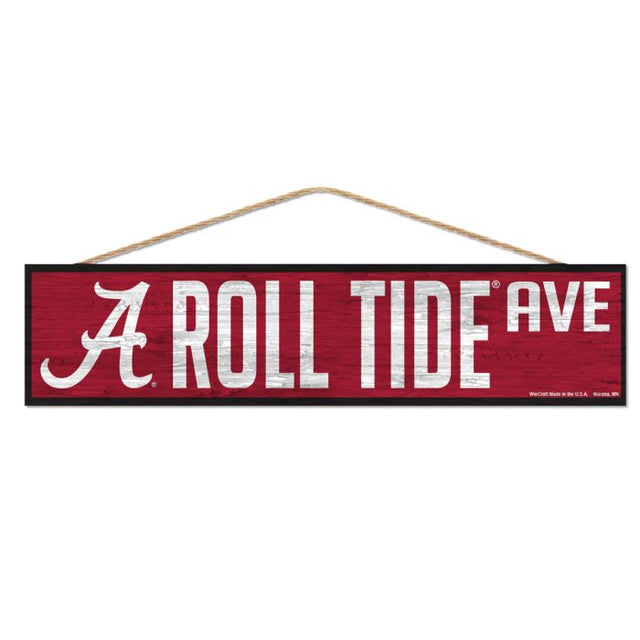 Alabama Crimson Tide Wood Sign-with Rope 4" x 17"