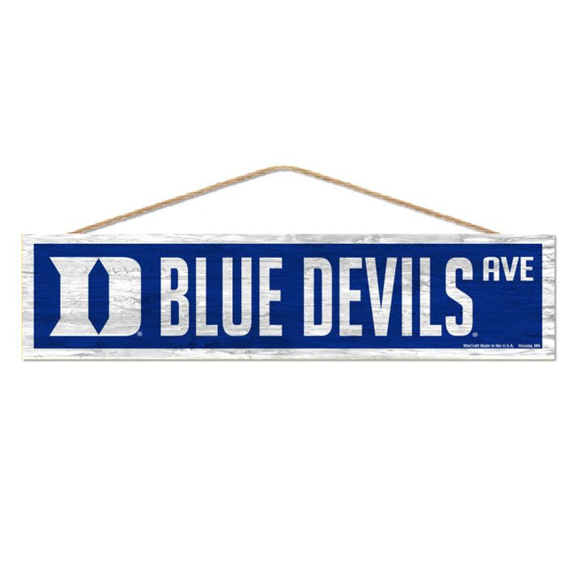 Letrero de madera de Duke Blue Devils con cuerda, 4" x 17"