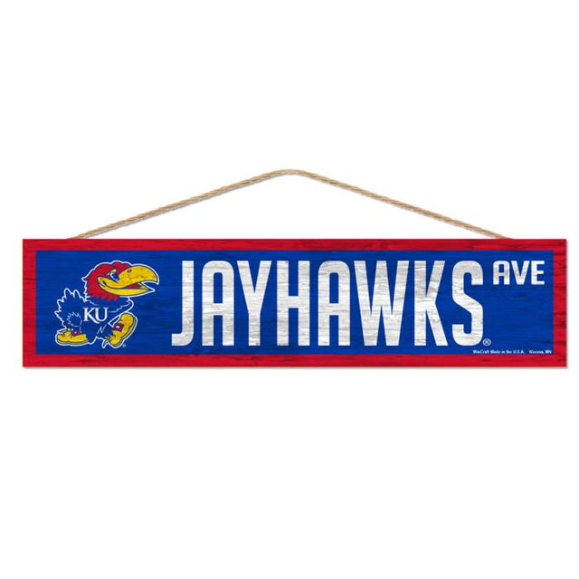 Kansas Jayhawks Wood Sign-with Rope 4" x 17"