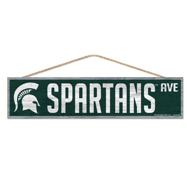 Michigan State Spartans Wood Sign-with Rope 4" x 17"