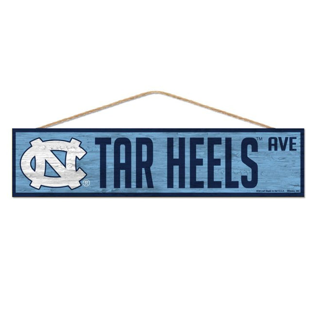 North Carolina Tar Heels Wood Sign-with Rope 4" x 17"