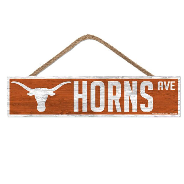 Texas Longhorns Wood Sign-with Rope 4" x 17"