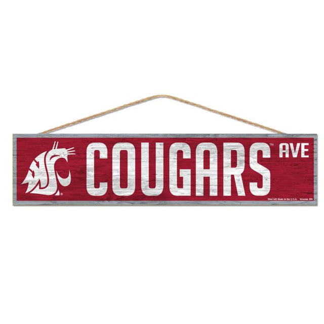 Washington State Cougars Wood Sign-with Rope 4" x 17"