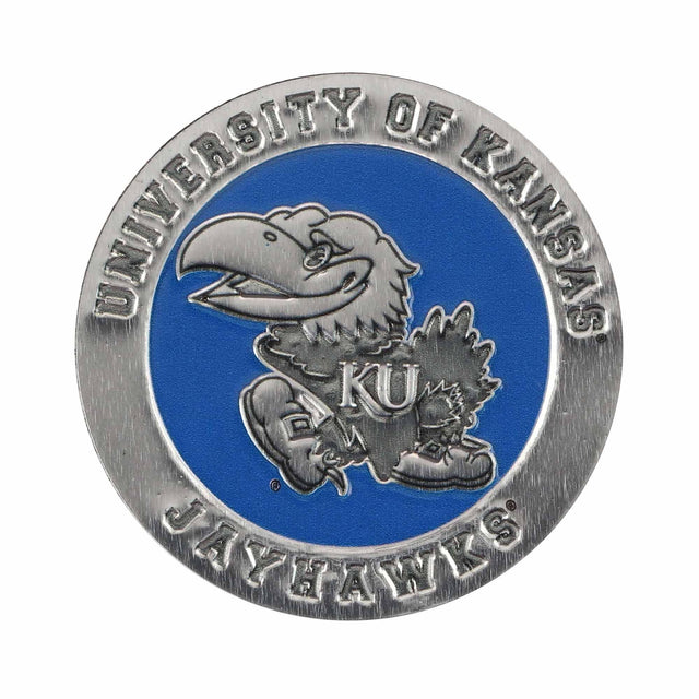 University of Kansas Round Embossed Metal Magnet