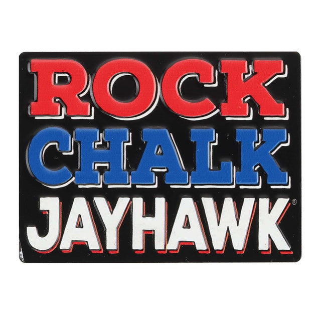 University of Kansas Rock Chalk Jayhawk Embossed Metal Magnet