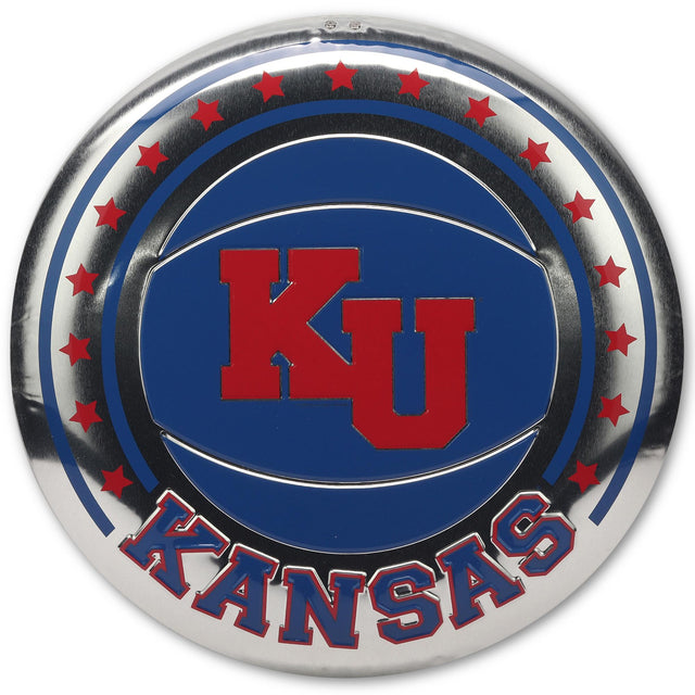 University of Kansas KU Basketball Round Embossed Metal Sign