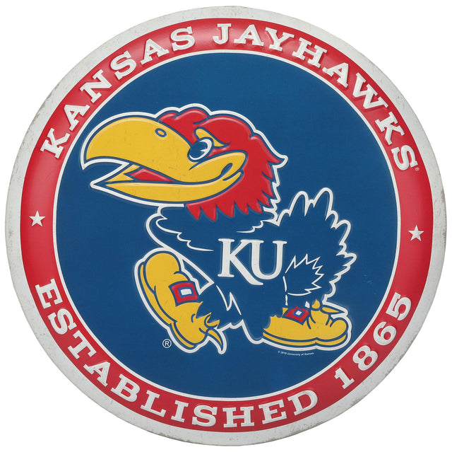 University of Kansas Jayhawks Round Embossed Metal Sign