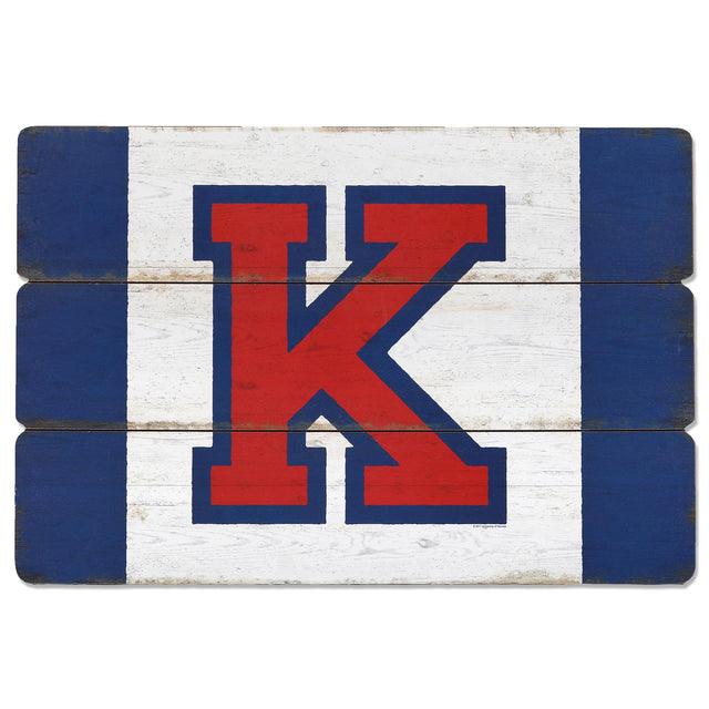 University of Kansas "K" Flag Planked Wood Wall Decor