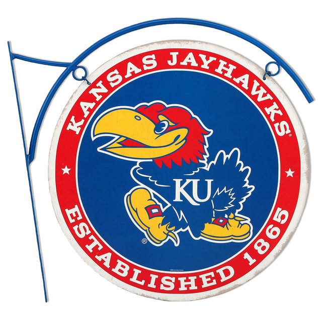 University of Kansas Jayhawk Flanged Metal Sign